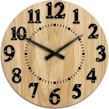 Hodiny Dřevěné nástěnné hodiny Malibu 49 cm dub přírodní/černé