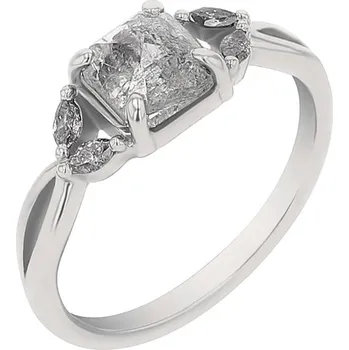 Prsten Zlatý prsten se salt and pepper diamantem a marquise diamanty Sila