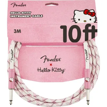 Příslušenství ke zvukové technice Fender Hello Kitty White/Pink Woven 3 m Rovný - Rovný Nástrojový kabel