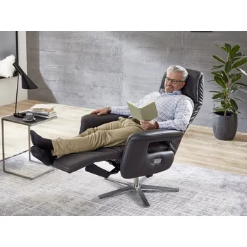Křeslo Kožené polohovací televizní křeslo SWITCH BALANCE 2 s 3-motorovou funkcí, kardiováhou a asistencí vstávání