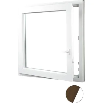 Okno ALUPLAST Plastové okno jednokřídlo dekor/bílé 150x150 Barva: Ořech/bílá, Otvírání: Levé, Zasklení: Dvojsklo Ug= 1,1