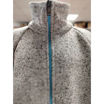 Dívčí svetr Fantom Dětský svetr na zip - ŠEDÝ MELÍR S MODRÝMI LEMY A ZIPEM KONFEKČNÍ VELIKOST: 128