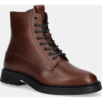 Pánské tenisky Vysoké kožené boty Tommy Hilfiger HILFIGER COMFORT LWT LTH BOOT FM0FM05593 hnědá 89X, EUR 40
