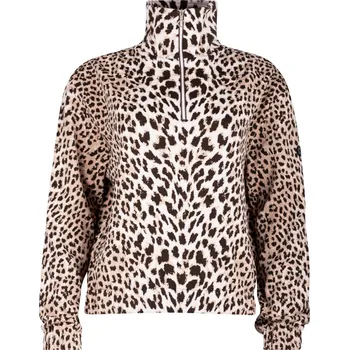 Dámský svetr NEWLAND N4 6759 KVITFJELL LADY CROPPED SWEATER CHOCOLATE/BUTTER Velikost: M HALF ZIP CROPPED MIDLAYER