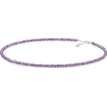 Stříbrný náhrdelník s ametystovými korálky Dule