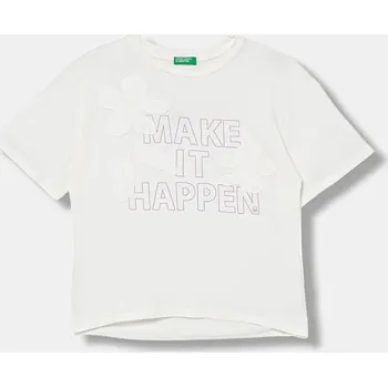 Dětské bavlněné tričko United Colors of Benetton 3I1XC10QD.G.seasonal bílá 00X, vel. 120