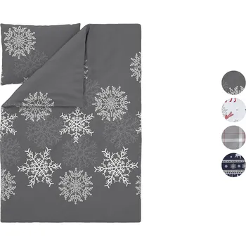 Povlečení LIVARNO® Fleecové ložní povlečení šedá/černá 140 x 200, 70 x 90 cm zipový uzávěr