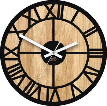 Hodiny Dřevěné nástěnné hodiny Oslo 33 cm dub přírodní/černé