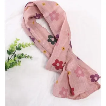 Šála Dětská šála s květinami růžová