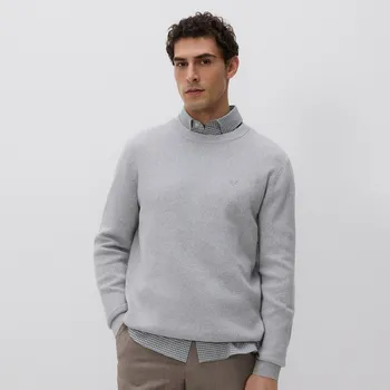 Pánský svetr Reserved - Svetr s výšivkou - světle šedá - 060FR-09M - 060FR-09M-L