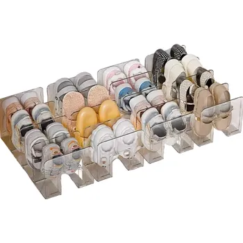 Úložný box 4 ks plastový organizér na boty 32,3 x 14,4 x 13 cm Průhledná krabice s víkem 4 přihrádky na obuv Úložný box pro domácnost a skříň