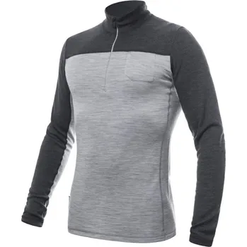 Pánské tričko Triko Sensor Merino Bold Zip pánské dlouhý šedá-antracitová 2XL