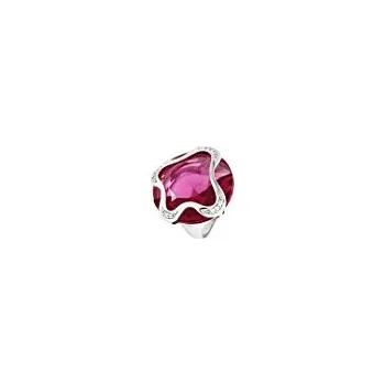 Prsten Prsten stříbrný Velký fuchsia Swarovski Elements - velikost 58 - 2