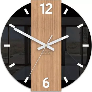 Hodiny Bambusové nástěnné hodiny Primo 30 cm hnědé/černé