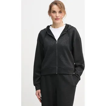 Dámská mikina Mikina Dkny KNIT JACKET dámská, černá barva, s kapucí, vzorovaná, P5ME6CNY 99X, vel. XS