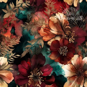 Úplet, Podzimní vzácné květy (E) (Top kvalitní úplet Bella digitisk)