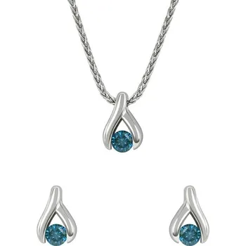 Prsten Platinový set minimalistických šperků s modrými diamanty Hinto