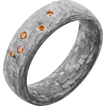 Prsten Mírně zaoblený snubní prsten z karbonu s koňakovými diamanty Parri