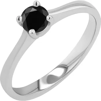 Prsten Zásnubní prsten se srdíčkem a černým diamantem Lenal