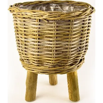 Květináč Obal na květináč|koš na nožičkách TAAL, s igelit. výplní, pr.35x40cm, šedá|Ego Dekor Indonesian Ratan