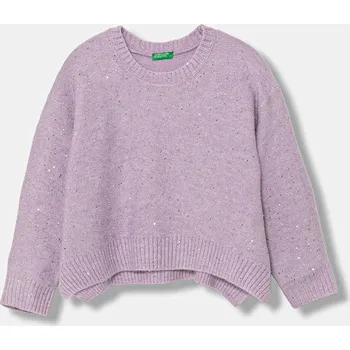 Dívčí svetr Dětský svetr s příměsí vlny United Colors of Benetton 1VPUC108V.G.seasonal fialová 04X, vel. 170