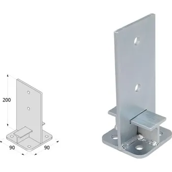 Tesařské kování DOMAX PUW šroubovací patka sloupku typu T Žárový zinek (ZNO) PUW 90 - 90 x 41 x 200 x 6 mm (1 ks)