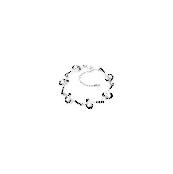 Náramek Český granát - náramek stříbrný s perlami - délka 24cm - 1