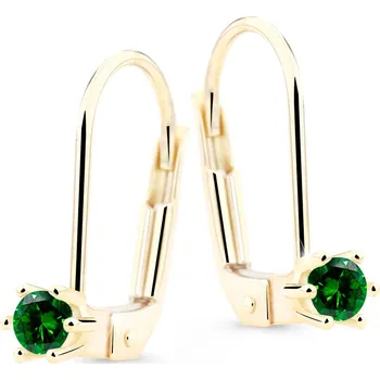 Náušnice Cutie Diamonds Krásné visací náušnice ze žlutého zlata se smaragdy DZ8012-55-SM-X-1 + 2 měsíce na vrácení zboží
