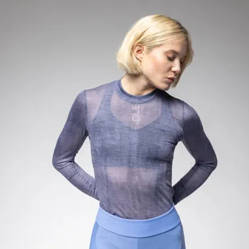 cyklistický dres ALÉ Cyklistické triko s dlouhým rukávem - INTIMO KNITTED - modrá