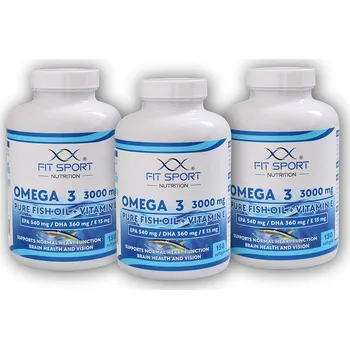 Fitness strava 3x Omega 3 3000mg Pure Fish Oil + Vitamin E 150 softgels - Rybí olej