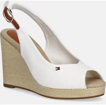 Dámské sandále Sandály Tommy Hilfiger FLAG HIGH WEDGE ESPAD SLINGBACK FW0FW08597 bílá 00X, EUR 41