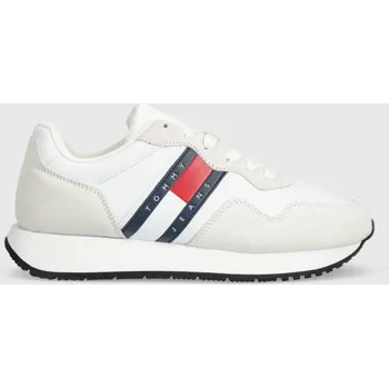 Pánské tenisky Kožené sneakers boty Tommy Jeans TJM MODERN RUNNER bílá barva, EM0EM01316 00X, EUR 45