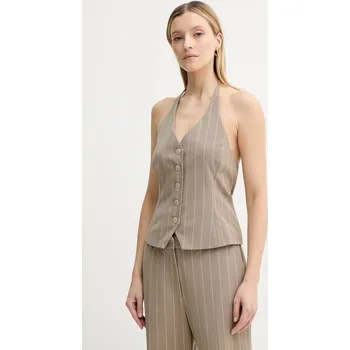 Dámská vesta Vesta Samsoe Samsoe SANEEM béžová barva, jednořadá, F25100157 80X, vel. S