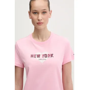 Pánská móda Bavlněné tričko Tommy Jeans DW0DW21769 růžová 30X, vel. S