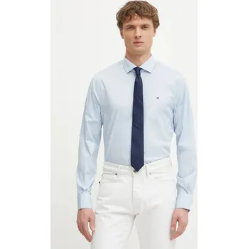 Pánská košile Košile Tommy Hilfiger pánská, modrá barva, slim, s italským límcem, MW0MW39279 05X, vel. 42