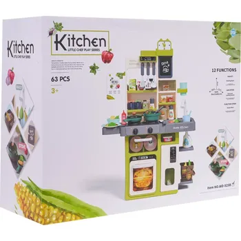 Dětská kuchyňka Majlo Toys Dětská kuchyňka se zvuky světlem a párou 63 součástí