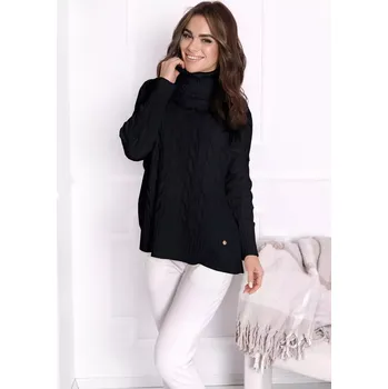 Dámská halenka OFF PINK svetr Warkocz - černá, L/XL