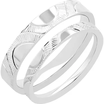 Prsten Platinové snubní prsteny s ruční rytinou slunce Villa