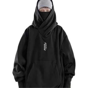 Pánská mikina Pánská mikina s kapucí a rolákem Jednobarevná mikina se symbolem a kapsami z bavlny, polyesteru a spandexu Pohodlný moderní streetwear černá XXS