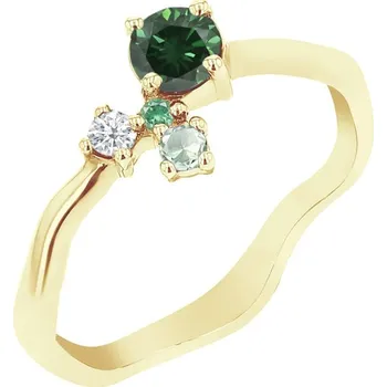 Prsten Cluster prsten se zeleným diamantem a drahokamy Roche