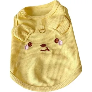 Obleček pro psa Žlutá látková psí vesta XL Roztomilý obleček pro malé psy 5,5–7,5 kg Poutko na vodítko Pohodlný kabátek 50 cm hrudník 38 cm délka zad