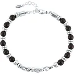 Ocelový náramek s achátem 43083.3 černý