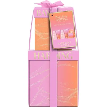 Kosmetická sada Baylis & Harding Jojoba, Vanilla & Almond Oil - sada s péčí o tělo, 6 ks sada produktů tělové péče s vůní jojoby a vanilky v luxusní dárkové krabičce