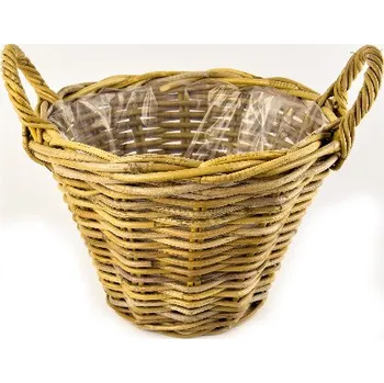 Květináč Obal na květináč s uchy, 40x31x34cm, s igelitovou výplní, šedá|Ego Dekor Indonesian Ratan