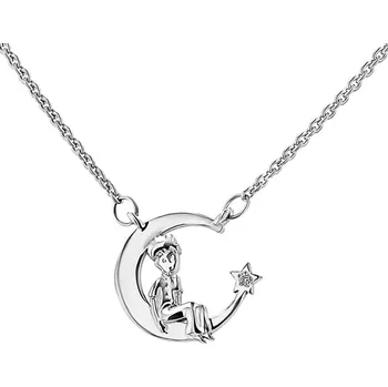 Náhrdelník Stříbrný náhrdelník ve tvaru měsíčku s diamantem Malý princ