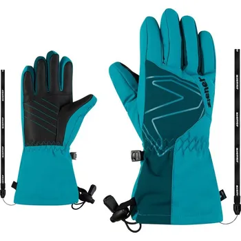 Dětské zimní rukavice Ziener Laval AS AW Jr aqua breeze - prstové s poutkem velikost rukavic 14-15 let (7,5)