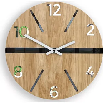 Hodiny Dřevěné nástěnné hodiny King 33,5 cm dub přírodní