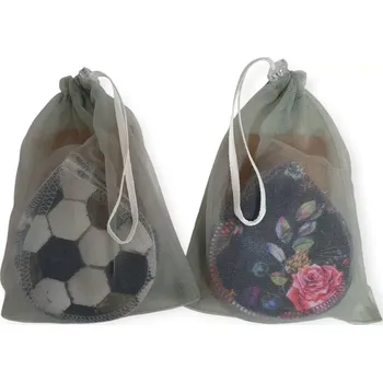 Odličovací ubrousek ESITO | Odličovací tampony pratelné 6 ks Antibakteriální Dark + sáček - tmavé + pytlík na praní / 8 x 9,5 cm