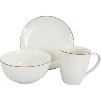 Talíř by inspire Snídaňový porcelánový set Milo (hrnek, miska, talíř), růžová linka