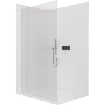 Cerano Sprchová zástěna Walk-in Crystal L/P, 8 mm, bezvzpěrový systém, černá matná, rýhované sklo, 100x200 cm, CER-8050BD6752
